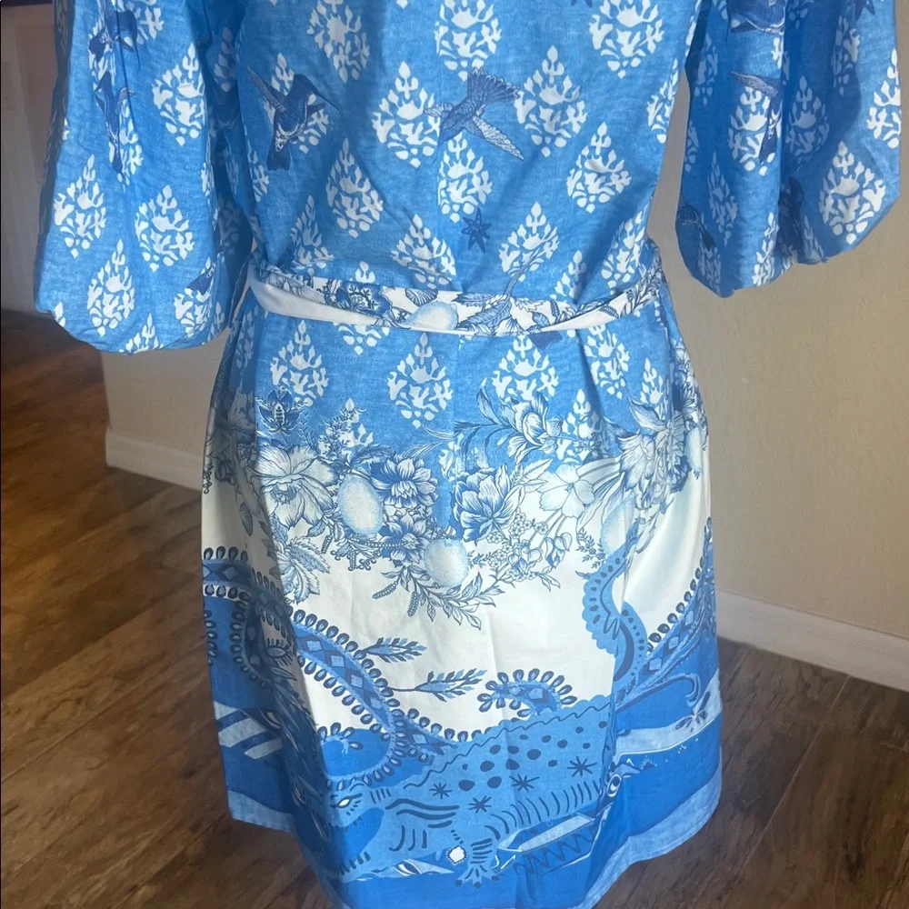 A Loves A Blue Printed Button-Front Dress - Picture 12 of 16